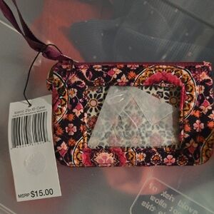 Vera Bradley Floral Zip ID Case - Pink and Black